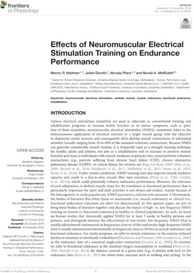 Effects of Neuromuscular Electrical Stimulation Training on Endurance Performance.