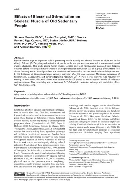 Effects of electrical stimulation on skeletal muscle of old sedentary people.