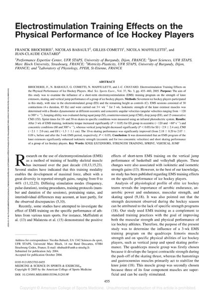 Electrostimulation Training Effects on the Physical Performance of Ice Hockey Players.