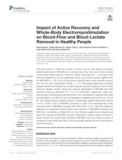 Impact of Active Recovery and Whole-Body Electromyostimulation on Blood-Flow and Blood Lactate Removal in Healthy People.