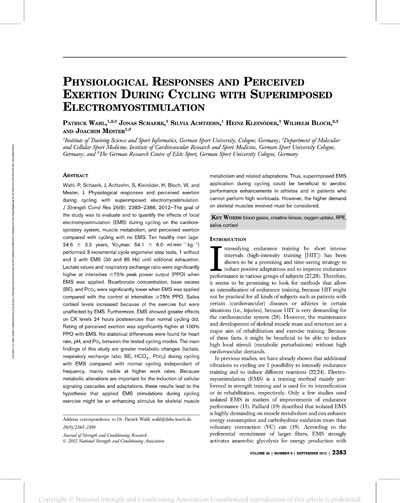 Physiological responses and perceived exertion during cycling with superimposed electromyostimulation.