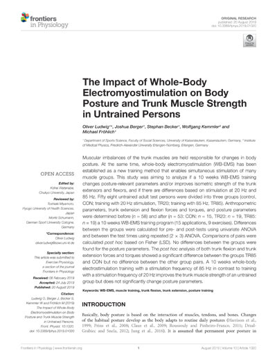 The Impact of Whole-Body Electromyostimulation on Body Posture and Trunk Muscle Strength in Untrained Persons.