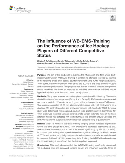 The Influence of WB-EMS-Training on the Performance of Ice Hockey Players of Different Competitive Status.